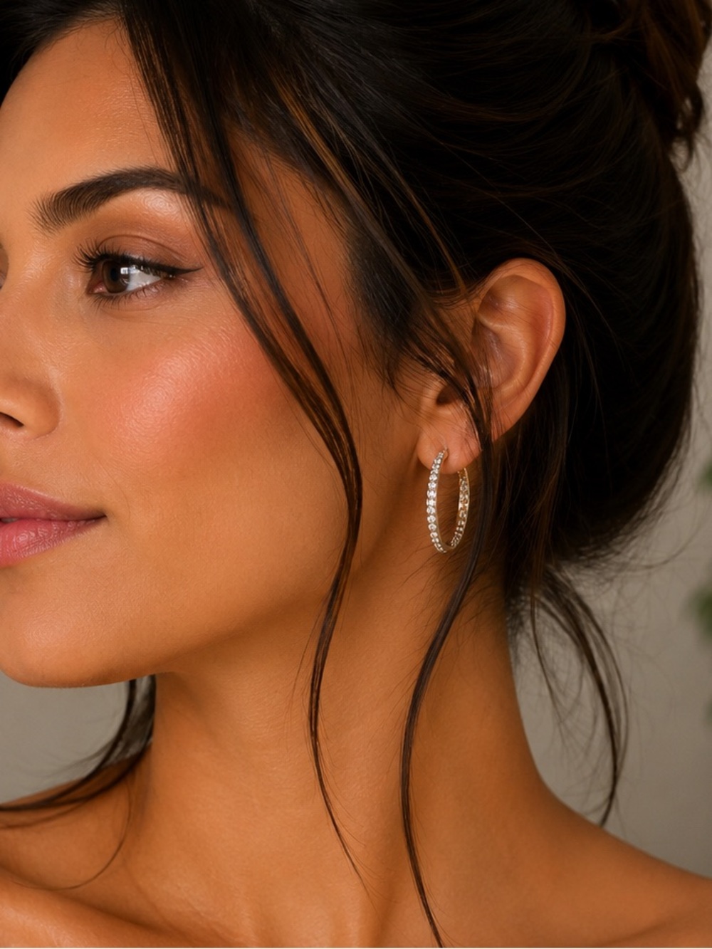 Gold tone Crystal Hoop Earrings - Elegant Women’s Jewelry